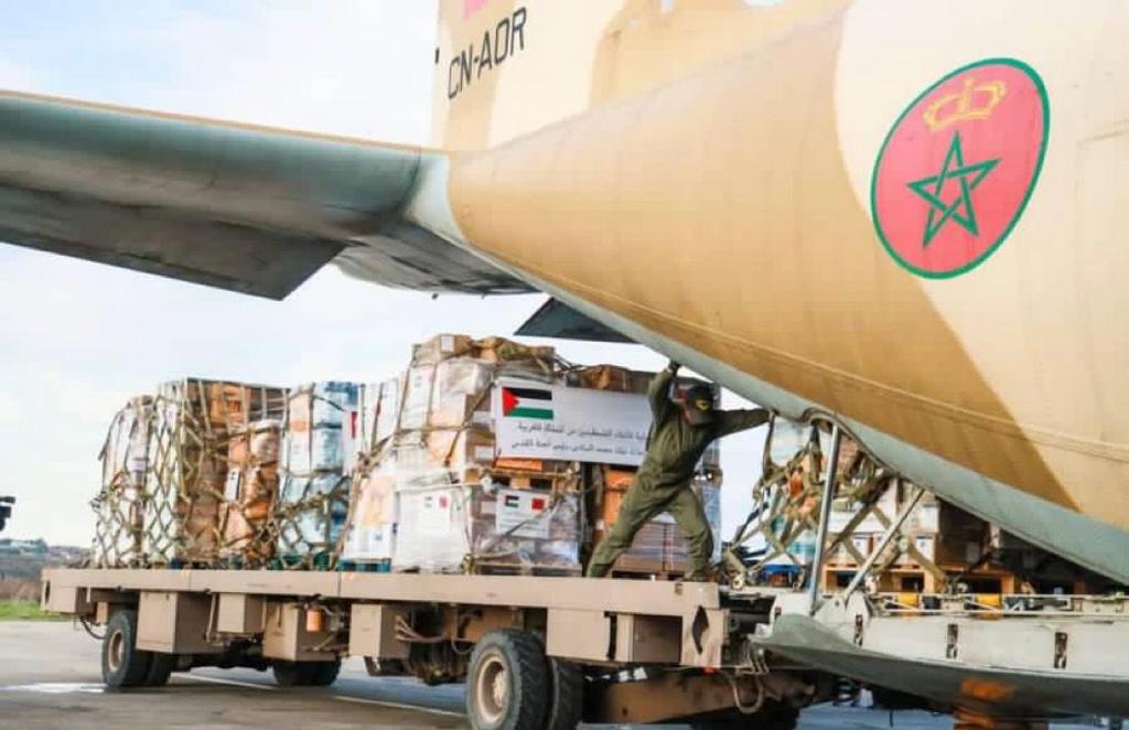 إغاثة الفلسطينيين.. طائرتان عسكريتان مغربيتان حلتا بالعريش المصرية