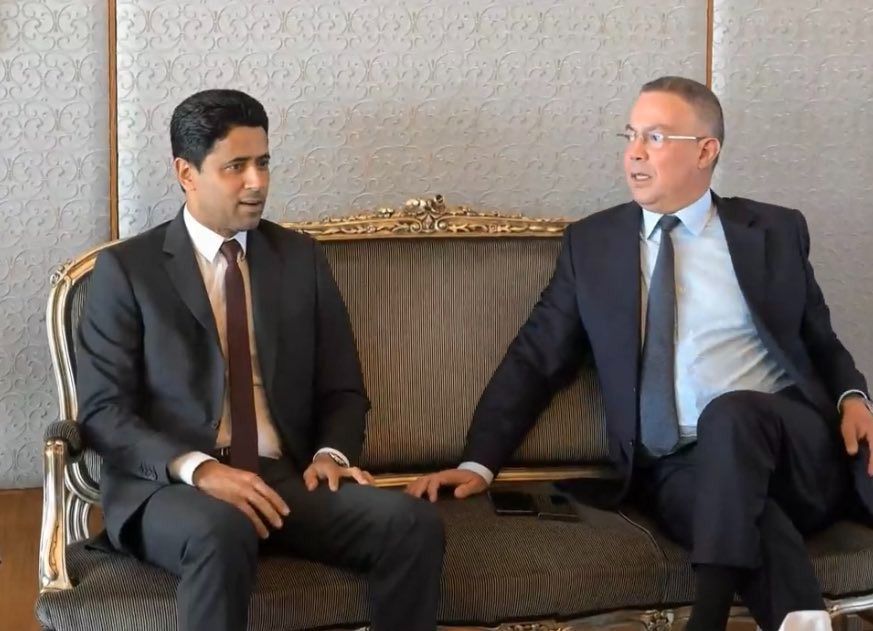 لقجع يستقبل رئيس "باريس سان جرمان" بمركب محمد السادس لكرة القدم