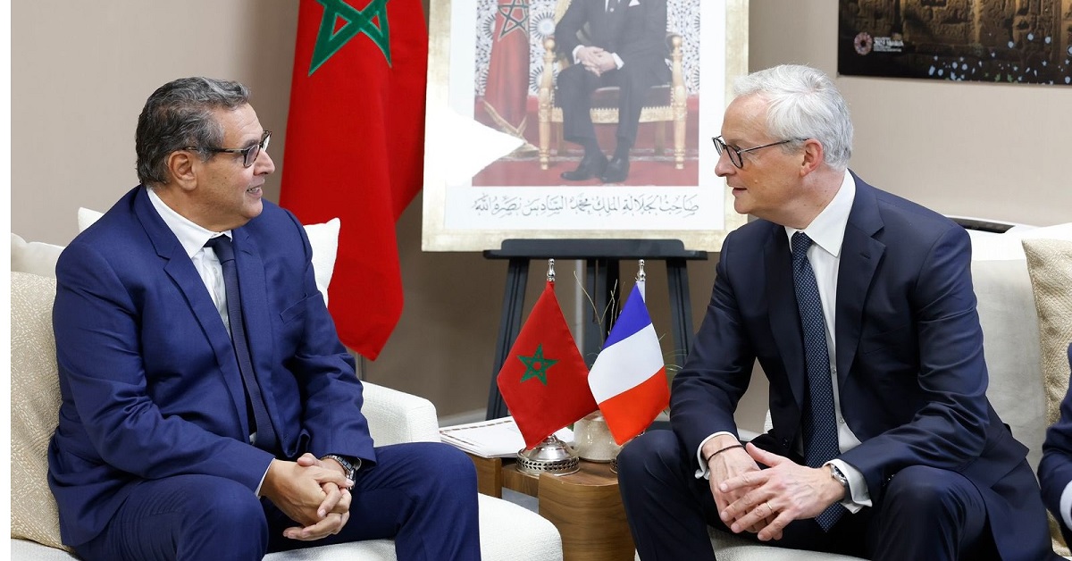 أخنوش في لقائه مع وزير الاقتصاد الفرنسي: حكمة وتبصر الملك مكنا من النجاح في تدبير آثار الزلزال